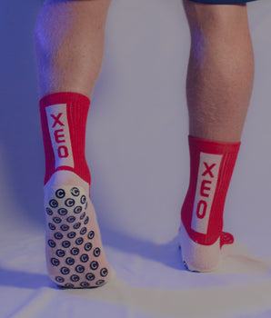 XEO Sports Performance Grip Socks- Red
